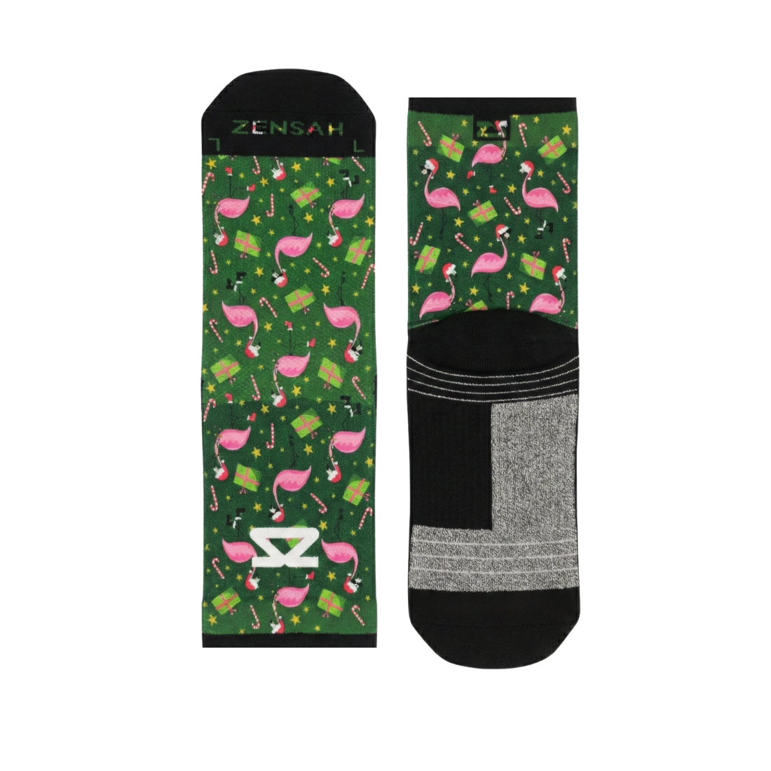 Flamingo Santas Socks (Mini-Crew)