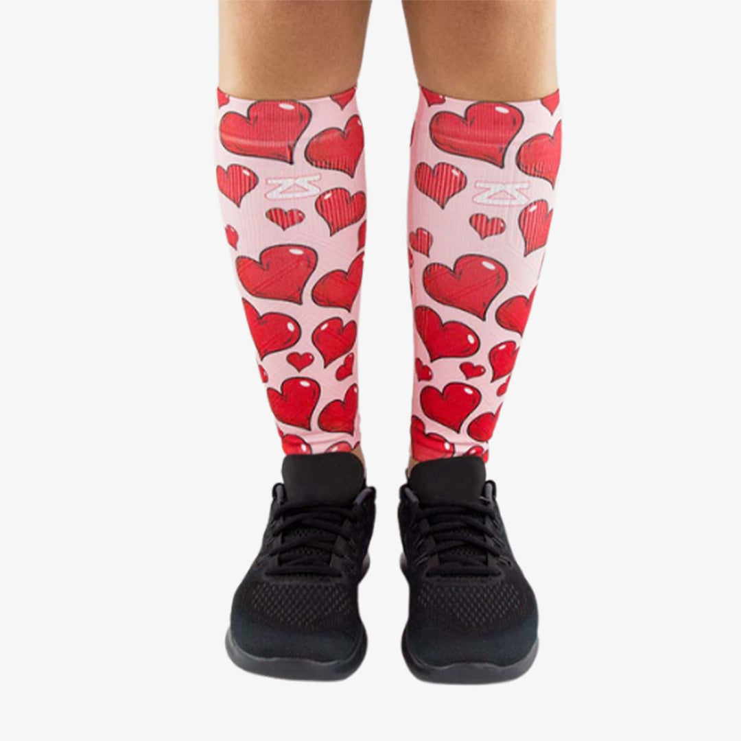 Pink Hearts Valentine&#39;s Compression Leg SleevesLeg Sleeves - Zensah