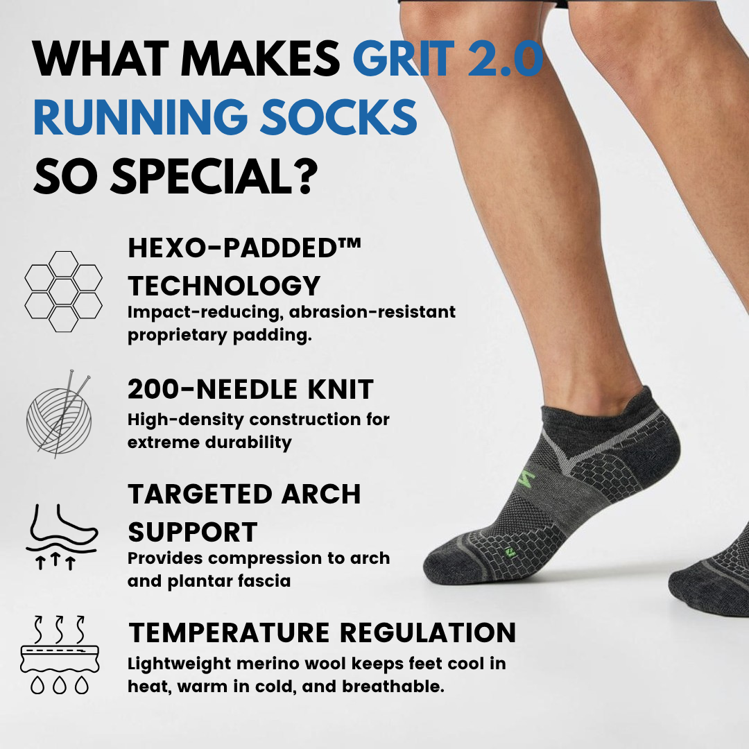 Grit 2.0 Running Socks (No-Show)