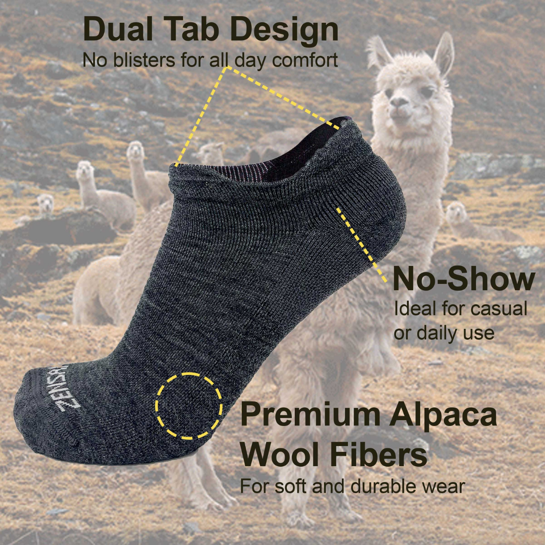 Alpaca Tab Running Socks (No Show)