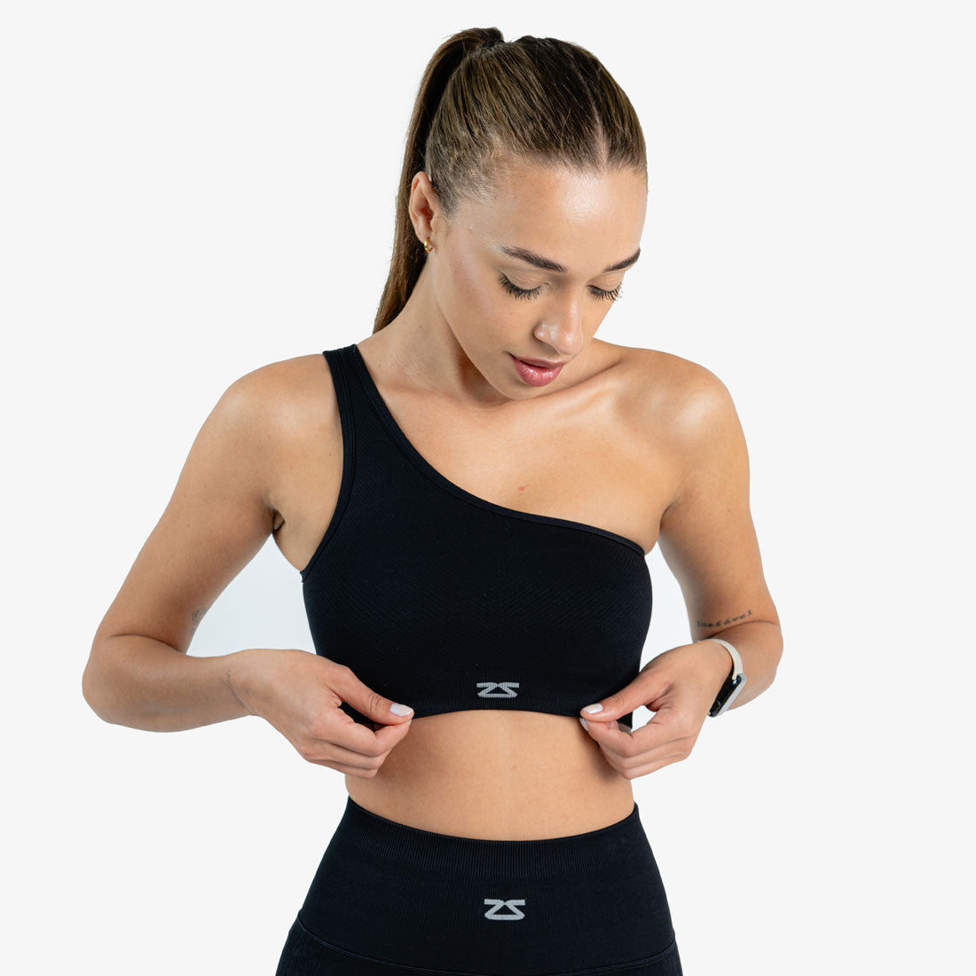 Zensah One Shoulder Sports Bra, Multicolor, Medium Zensah One Shoulder Sports Bra, Multicolor, Medium