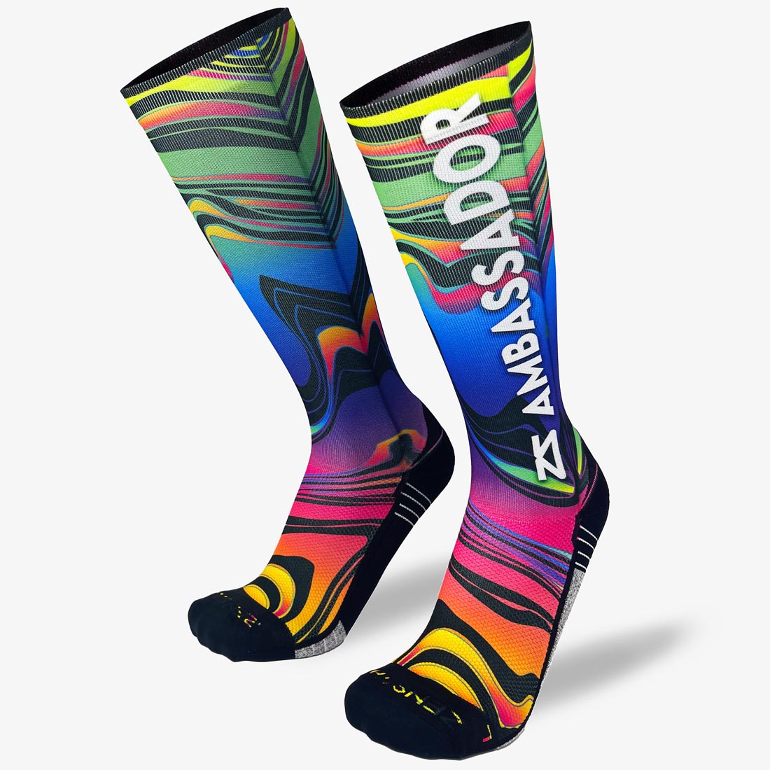 2024 Rainbow Swirls Ambassador Compression Socks (Knee-High)Socks - Zensah
