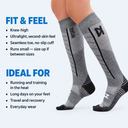 Featherweight Compression Socks fit and use cases infographic - heather grey