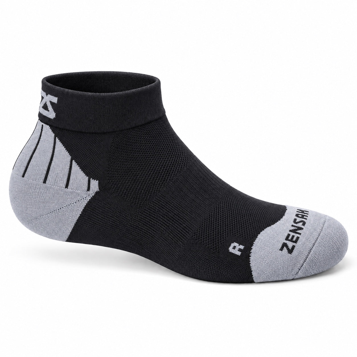 Tech+ Quarter Sock in Black, side view