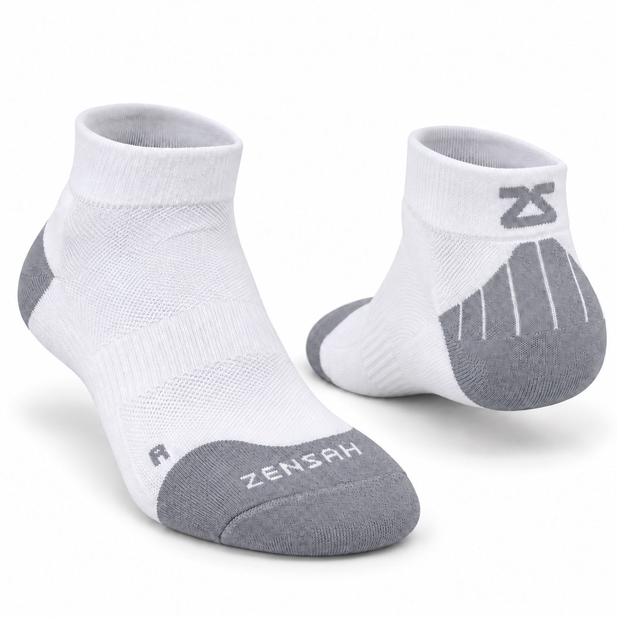 Tech+ Quarter Sock in White, pair
