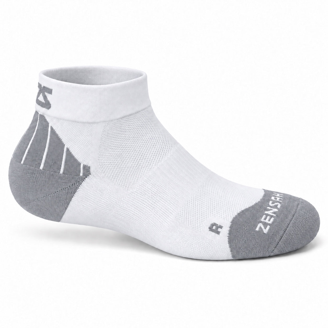 Tech+ Quarter Sock in White, side view