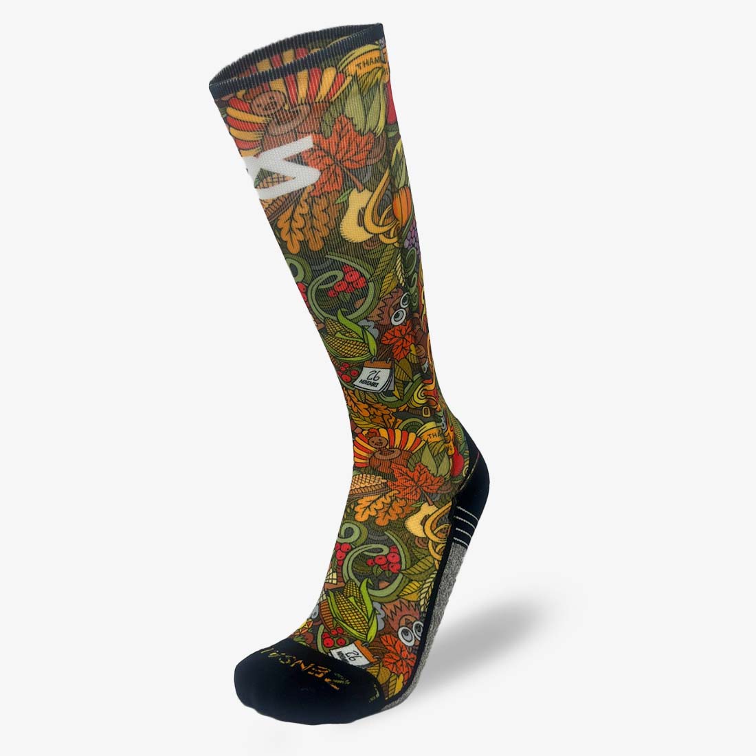 Thanksgiving Doodle Compression Socks (Knee-High)