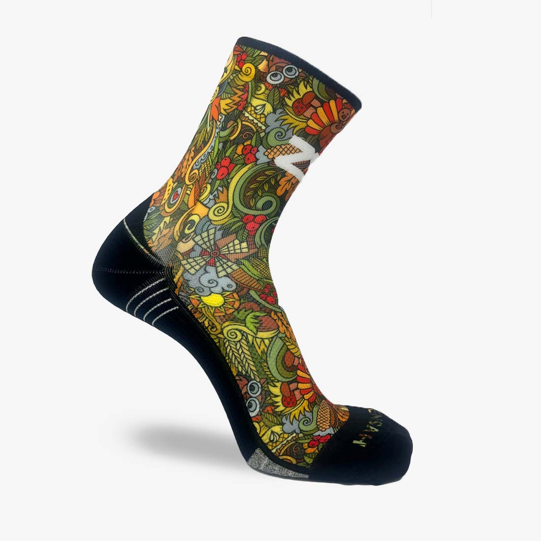 Thanksgiving Doodle Running Socks (Mini-Crew)