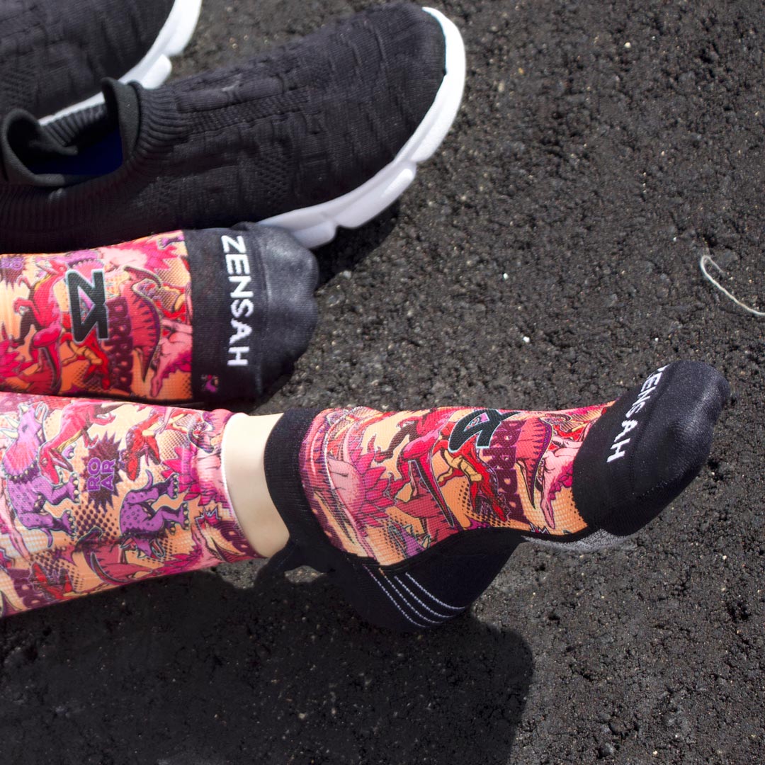 Dino Comic Running Socks (No Show)Socks - Zensah