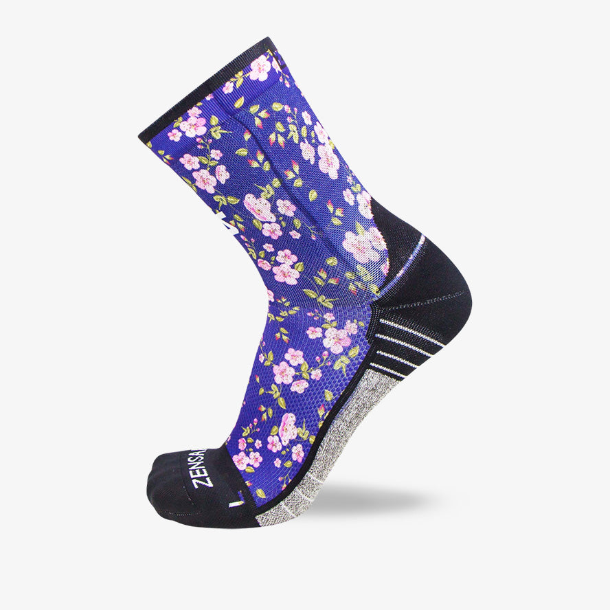 Limited Edition Cherry Blossoms Socks (Mini-Crew) in Navy Blue Size Medium by Zensah