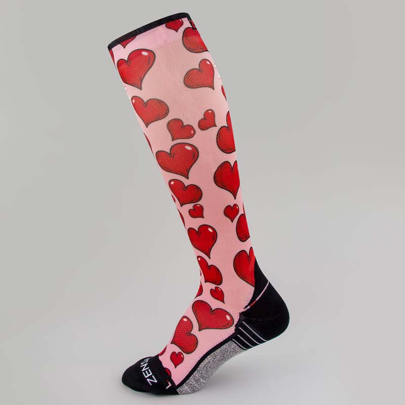 Pink Hearts Valentine&#39;s Compression Socks (Knee-High)Socks - Zensah