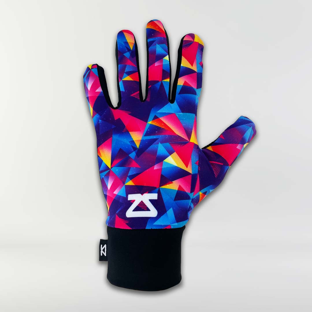 Zensah Limited Edition Running Gloves, Touch Screen Glove Tips, Anti-Slip Gripping, Retro Triangles, Medium