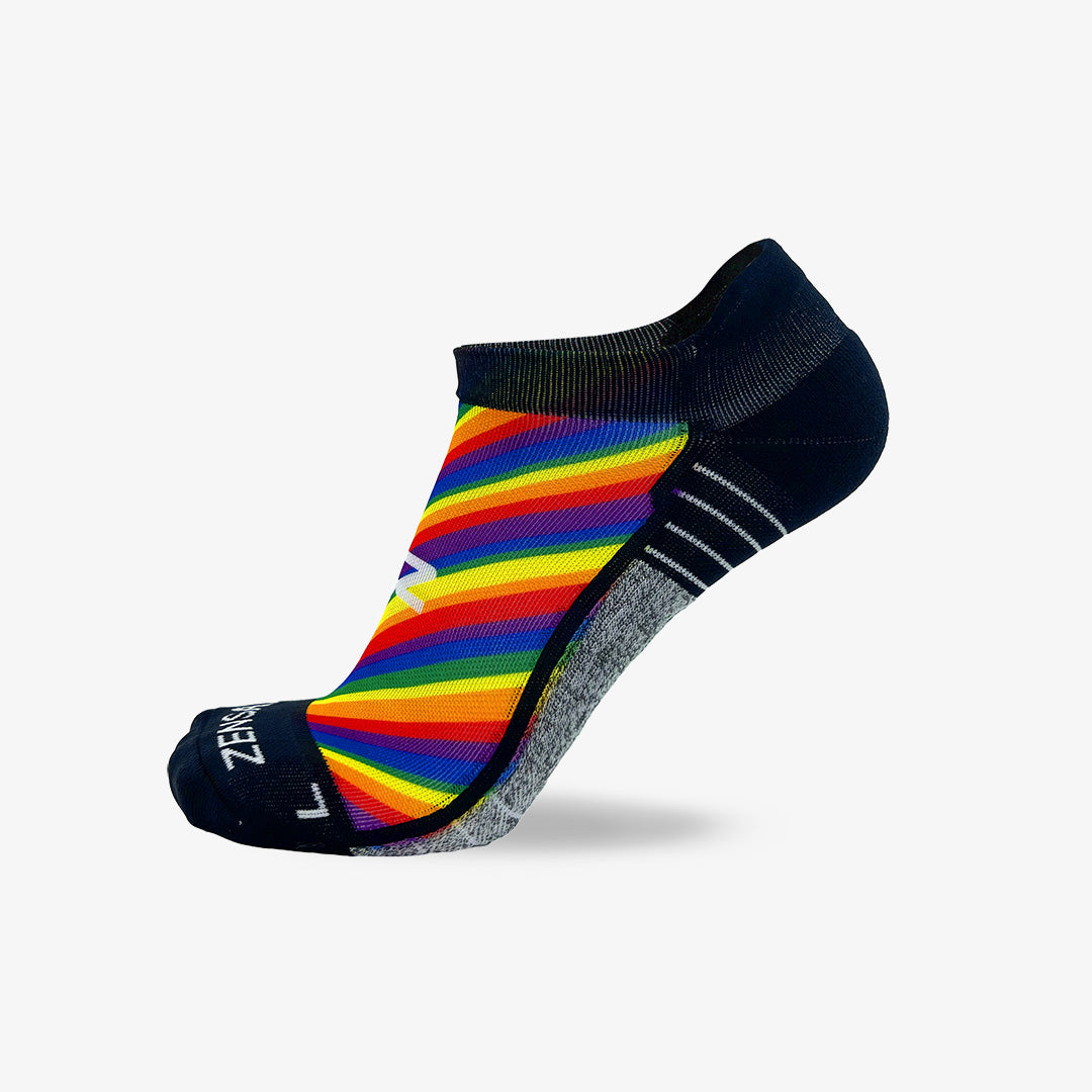 Zensah No-Show Rainbow Flag Running Socks with Anti-Blister, Moisture Wicking, Light-Cushioned Sole, Reduce Fatigue - Large, Nylon/Polyester Zensah No-Show Rainbow Flag Running Socks with Anti-Blister, Moisture Wicking, Light-Cushioned Sole, Reduce Fatigue - Large, Nylon/Polyester