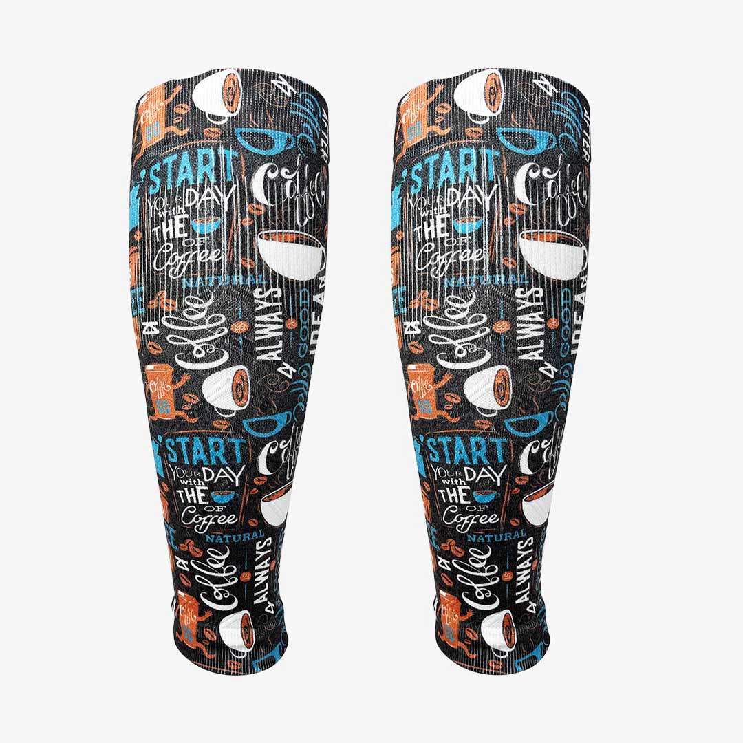 Coffee Doodle Compression Leg SleevesLeg Sleeves - Zensah