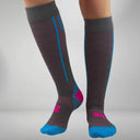 Featherweight Compression Socks in Slate/ Neon Pink