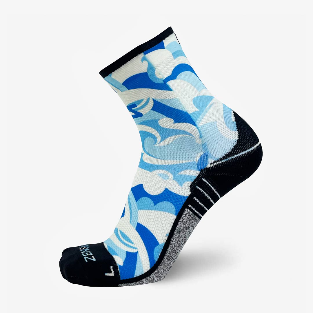 Tropical Surf Waves Mini Crew Running Socks | Zensah Limited